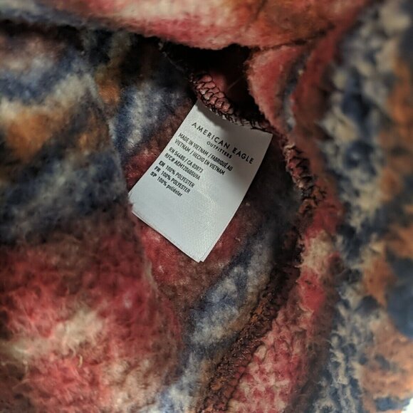 American Eagle Fleece Aztec 1/4 Zip Collar Sweater Pullover XS Multicolor Orange - Picture 7 of 11